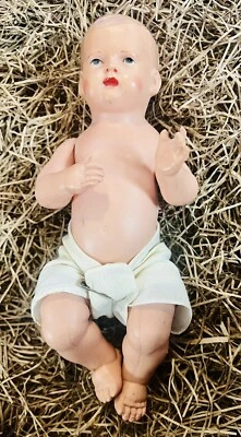 Belén articulado bebé Jesús celuloide niño muñeca marca águila 9" EE. UU. antiguo años 20 Foto 1 de 4