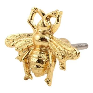 Golden Bumble Bee Brass Drawer Knob Pull Hardware - Picture 1 of 3
