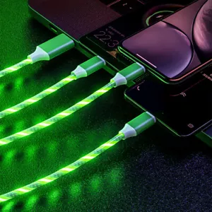 LED Light Up Fast Charger Cable USB Charging Data Cord For iPhone Samsung Galaxy - Picture 1 of 20