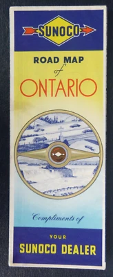1950 Ontario  road map Sunoco oil gas Canada - Image 1 of 4