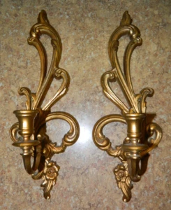 Vintage Pair Home Interiors Syrocco Gold Wall Sconces - Picture 1 of 7