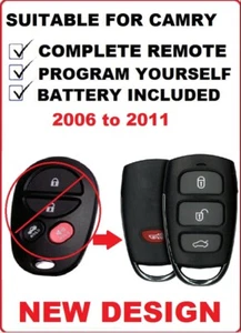 REMOTE FOB KEYLESS SUITABLE FOR TOYOTA CAMRY 2006 2007 2008 2009 2010 2011 2012 - Picture 1 of 7