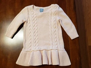 Baby Gap Girl Pink Peach Cotton L/S Cable Sweater Dress 6-12 month EUC - Picture 1 of 4