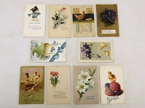 Konvolut 10 antike Postkarten, Motiv Ostern Feiertage, Blumen, Hühner, CRD-32 - Bild 1 von 22