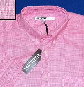 MR TURK MENS SHIRT XXL NWT PINK GLEN PLAID SHORT SLEEVE*SEE MEASUREMENTS* - Picture 1 of 3