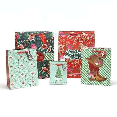 Bolsa de regalo de Navidad para mujer pionera conjunto de 5 quilates papel aluminio o brillo árbol bota de vaquero Foto 1 de 4