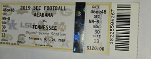 2019 Tennessee vs Alabama Football Collectible Ticket Stub Otober 19, 2019 - Picture 1 of 1
