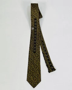 Vintage 1950's 50s Black & gold silk jacquard brocade skinny JAZZ necktie tie - Picture 1 of 5
