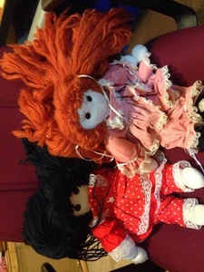 Lot of 2 Adorable Handmade Dolls With Yarn Hair - Bild 1 von 3