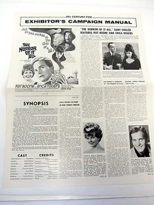 AD-MAT Filmblatt DER HORROR VON ALLEM - 13" x 16,5" Pat Boone, Erica Rogers - Bild 1 von 5