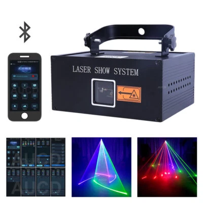 Portable iOS Android Phone App 3W RGB Animation DMX Projector Stage Laser Lights - Image 1 of 4
