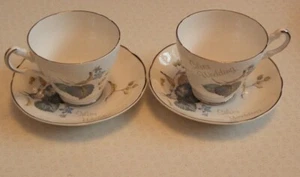 Vintage Silver Wedding Argyle China Cup and Saucer set x 2. Measurements are Cup - Picture 1 of 12