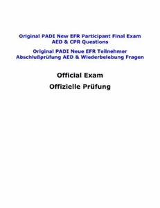 Original PADI New Neue EFR Participant Teilnehmer Final Exam AED and CPR - Bild 1 von 1