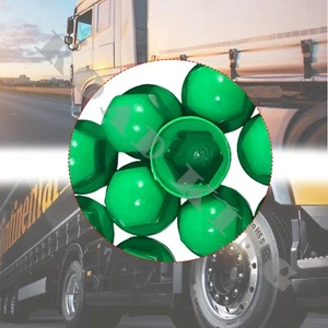 60x Tapacubos Cubierta Protectora Verde Alto Ø32mm Tornillos Para Camión Plástico - Imagen 1 de 3