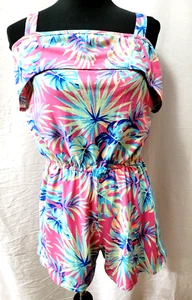 Wonder Nation Pink Hawaiian Print Shorts Romper Girls XXL Misses Sz 6 - Picture 1 of 5