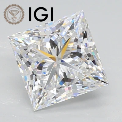 IGI Certified Loose Princess Cut CVD Lab Grown Diamond,DEF Color VVS Lab Diamond - Image 1 of 4