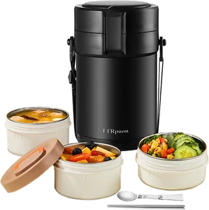 82Oz Thermos Container for Hot Food, 3 Tier Wide Mouth Insulated Stackable Food - Picture 1 of 6