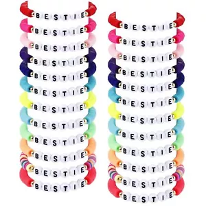 24 Pcs Colorful Friendship Bracelets Letter Heart Smile Bracelets Surfer Bracele - Picture 1 of 6