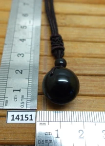 Pendentif sphere en OBSIDIENNE A REFLETS naturelle + cordon reglable collier - Picture 1 of 4