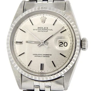 Vintage Rolex Datejust 1603 Mens Steel Watch w/Jubilee Band & Silver Linen Dial - Picture 1 of 7