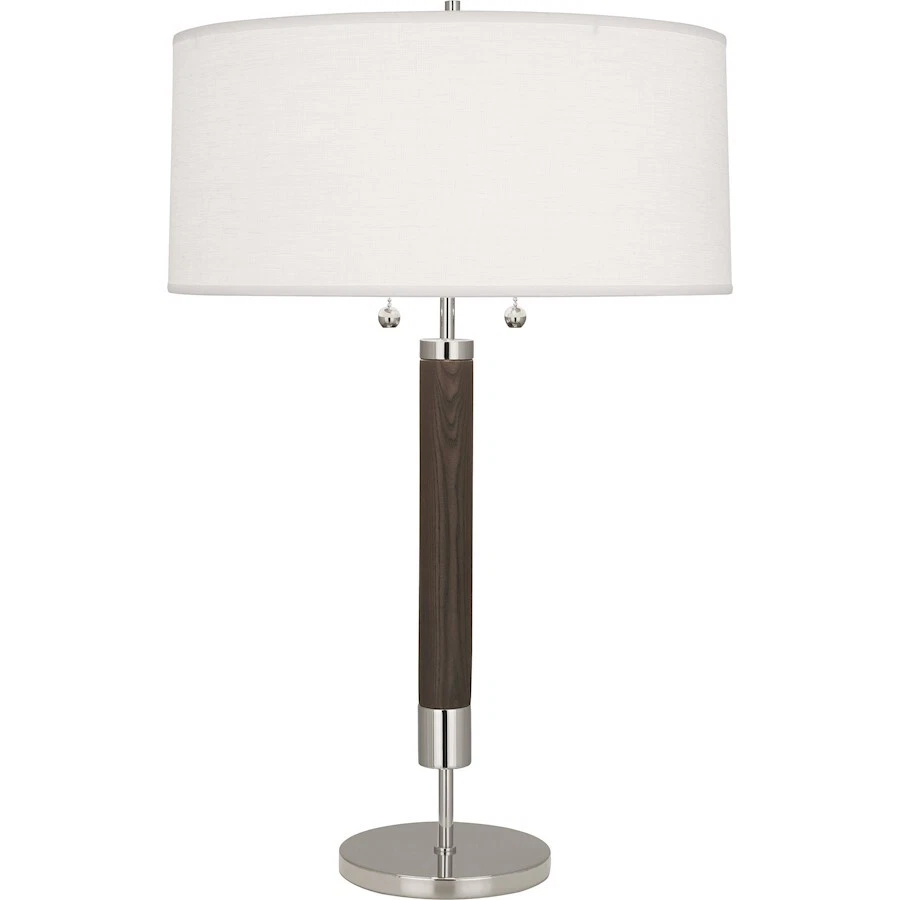 Robert Abbey Dexter 2 Light Table Lamp, Nickel/Dark Wood Column - S205 - Image 1 of 1