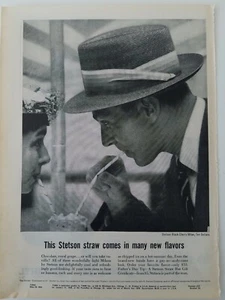 1955 Hombre Stetson Sombrero de Paja Negro Cereza Estilo Milán Beber Helado Soda anuncio - Imagen 1 de 1