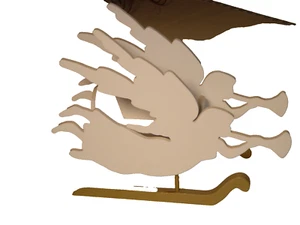 sleigh, white angel sides, gold runners, painted wood  (office) - Picture 1 of 1