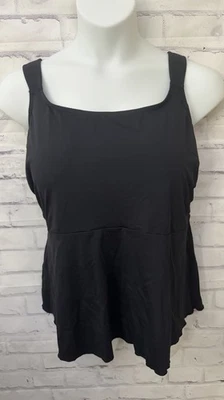 Nuevo traje de baño Tankini Lands’ End Plus talla 2X 20W-22W negro con cuello redondo Foto 1 de 4