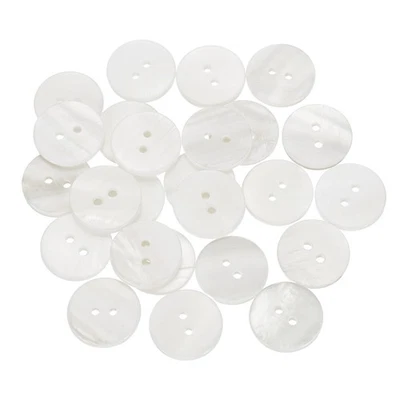 25 Pcs Natural Shell Button, 2 Hole 18mm Mother of Pearl Button, White - Image 1 of 4