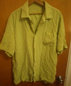 Bugatchi Uomo Lime Green Button Down Dress Short Sleeve Shirt Men's Size XL - Picture 1 of 6