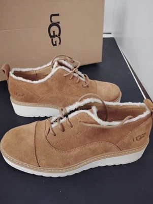 UGG Shoes Women's Johanna Spill Suede Loafer Chestnut, Wedge Heel, Size 6.5 *NEW - Image 1 of 4