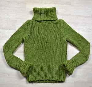 Suéter Grueso Tejido a Mano Años 90 Y2K Express Preppy Acogedor Clásico Verde Pequeño De Colección - Imagen 1 de 6