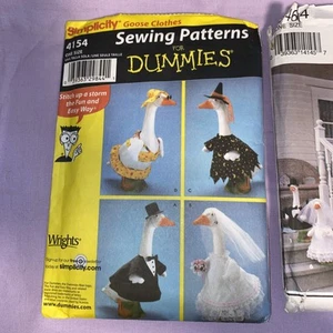 “sewing For Dummies” #4154, “Simplicity Crafts” #8464 Goose Clothes. (2 Patterns - Picture 1 of 5