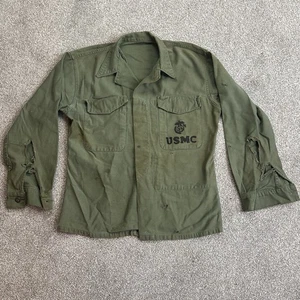 WW2 USMC Jacket Shirt Hand Drawn EGA Insignia Marines Combat Worn - Picture 1 of 8