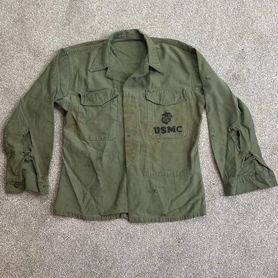 WW2 USMC Jacket Shirt Hand Drawn EGA Insignia Marines Combat Worn - Image 1 of 4