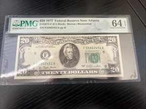 1977 $20 FRN Atlanta  Fr. 2072-F PMG 64 EPQ Serial F55962451A - Picture 1 of 2