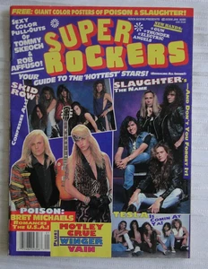 Vintage Magazine Super Rockers 1990 Poison Slaughter Tesla Motley Crue Vain 105 - Imagen 1 de 14