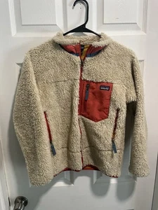 Patagonia Jacket Kids Large Size 12 Oatmeal Full Zip Retro X Fleece Deep Pile - Picture 1 of 5