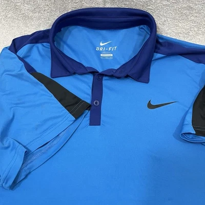 NIKE Tennis Shirt polo Team Court  Men's Size 2XL Blue Performance 644788-435 - Image 1 of 4