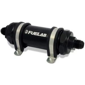 Fuelab 828 In-Line Fuel Filter Long -8AN In/Out 40 Micron Stainless - Black - Picture 1 of 3