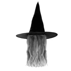 Womens Witch Hat With Wig Wizard Costume Halloween Party Sorcerer Fancy Dress - Picture 1 of 1