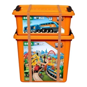 BRIO World 33977 Action Tunnel Deluxe Wooden Train Set 91pc Smart Tech Sound NIB - Picture 1 of 4