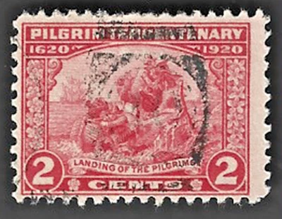 Sc#549 2c Pilgrim Tercentenary Issue - Landing of Pilgrims - Duplex Cancel (A-2) - Image 1 of 2