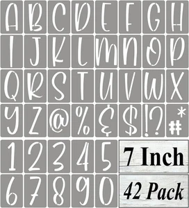 7 Zoll Alphabet Buchstaben Schablonen zum Malen - 42 Stück Buchstaben und Zahlen Schablone - Bild 1 von 12