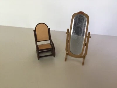 Vtg Tomy  Dollhouse Rocker Rocking Chair Full Length Mirror That Moves - Image 1 of 3