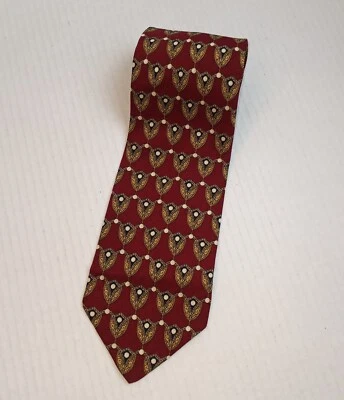 Gravata Valentino Cravatte Borgonha Estampa Dourada 100% Seda - Imagem 1 de 4