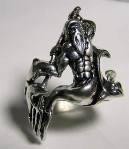 DELUXE POSEIDON GREEK GOD BIKER RING #BR76 MEN WOMENS jewelry SILVER mythology - Picture 1 of 1
