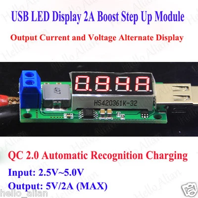 DC-DC Boost Step Up Voltage Converter 3V 3.3V 3.7V 4.2V to 5V 2A USB Charger LED - Image 1 of 4