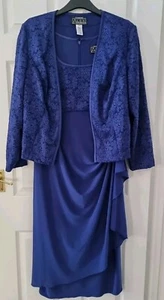 Alex Evenings Dress & Jacket Size 16 W Blue Glitter Cruise Evening Occasion - Picture 1 of 15