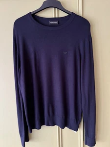 Emporio Armani Jumper XL Knitted logo sweater blue - Foto 1 di 7